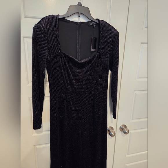 Eloquii black Strong Shoulder Velvet Jumpsuit glitter SIZE 14 NWT - Picture 11 of 15